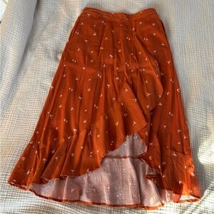 Toad & Co Cotton Midi Skirt with Slit and Pockets